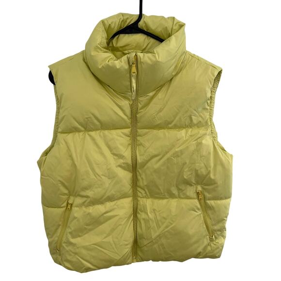 Old Navy Puffer Vest Womens Size Small Citrine Yellow Pockets Outdoor Cabin NWOT - Picture 1 of 8